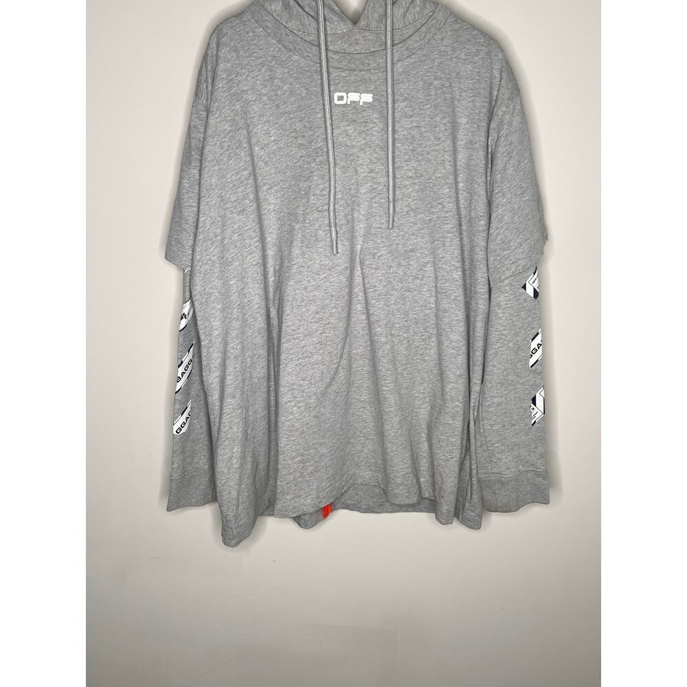 Off White 2013 Airport Tape Double Layered Tee Sweatshirt Melange Gray White L - Picture 4 of 15